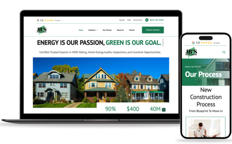 website design for jbs home energy in desktop and mobile versions