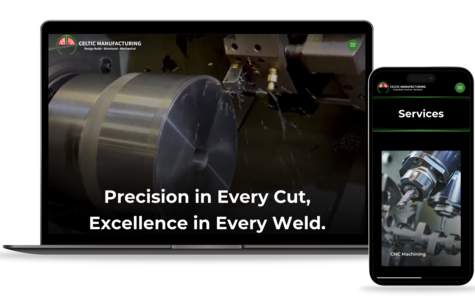 website design for Celtic Manufacturing desktop and mobile version