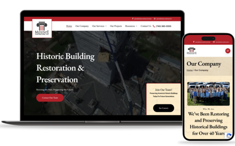 website design for Midstate Contractors showing desktop and mobile versions