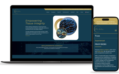 website design for whole healing institute showing desktop and mobile versions